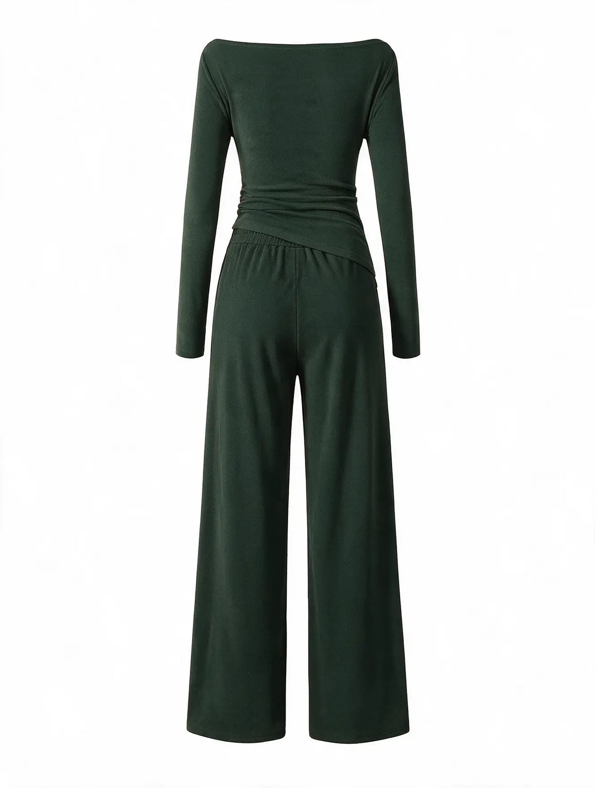 Women Asymmetric Long Sleeve T-Shirt and Wide Leg Pants Set