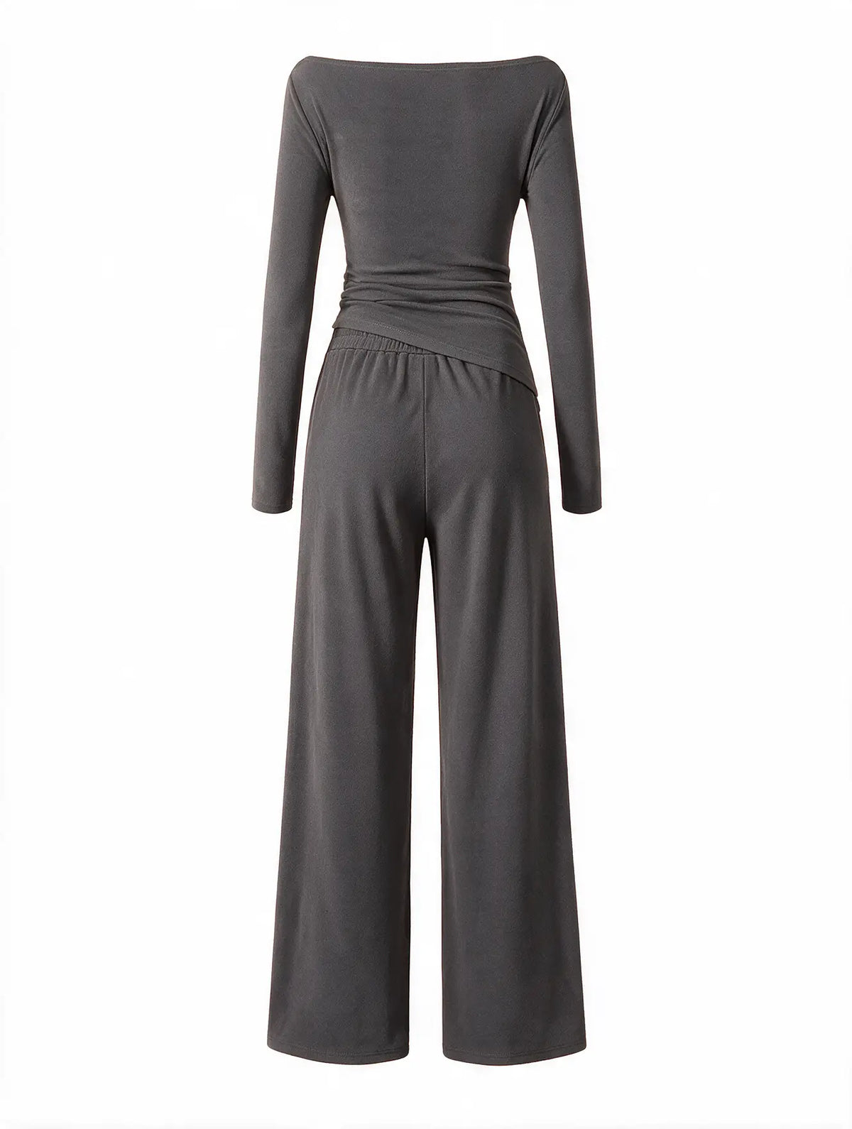 Women Asymmetric Long Sleeve T-Shirt and Wide Leg Pants Set