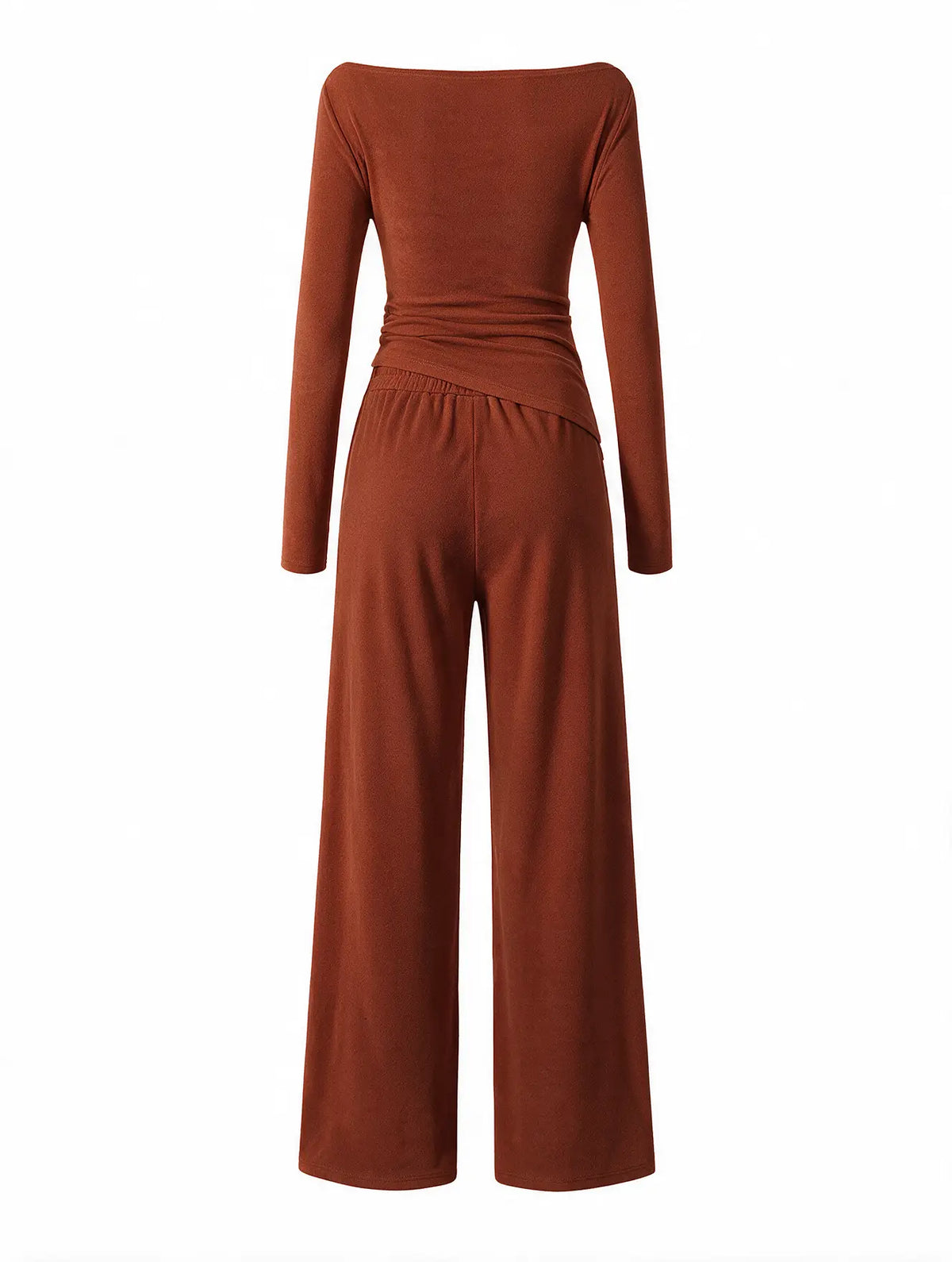 Women Asymmetric Long Sleeve T-Shirt and Wide Leg Pants Set