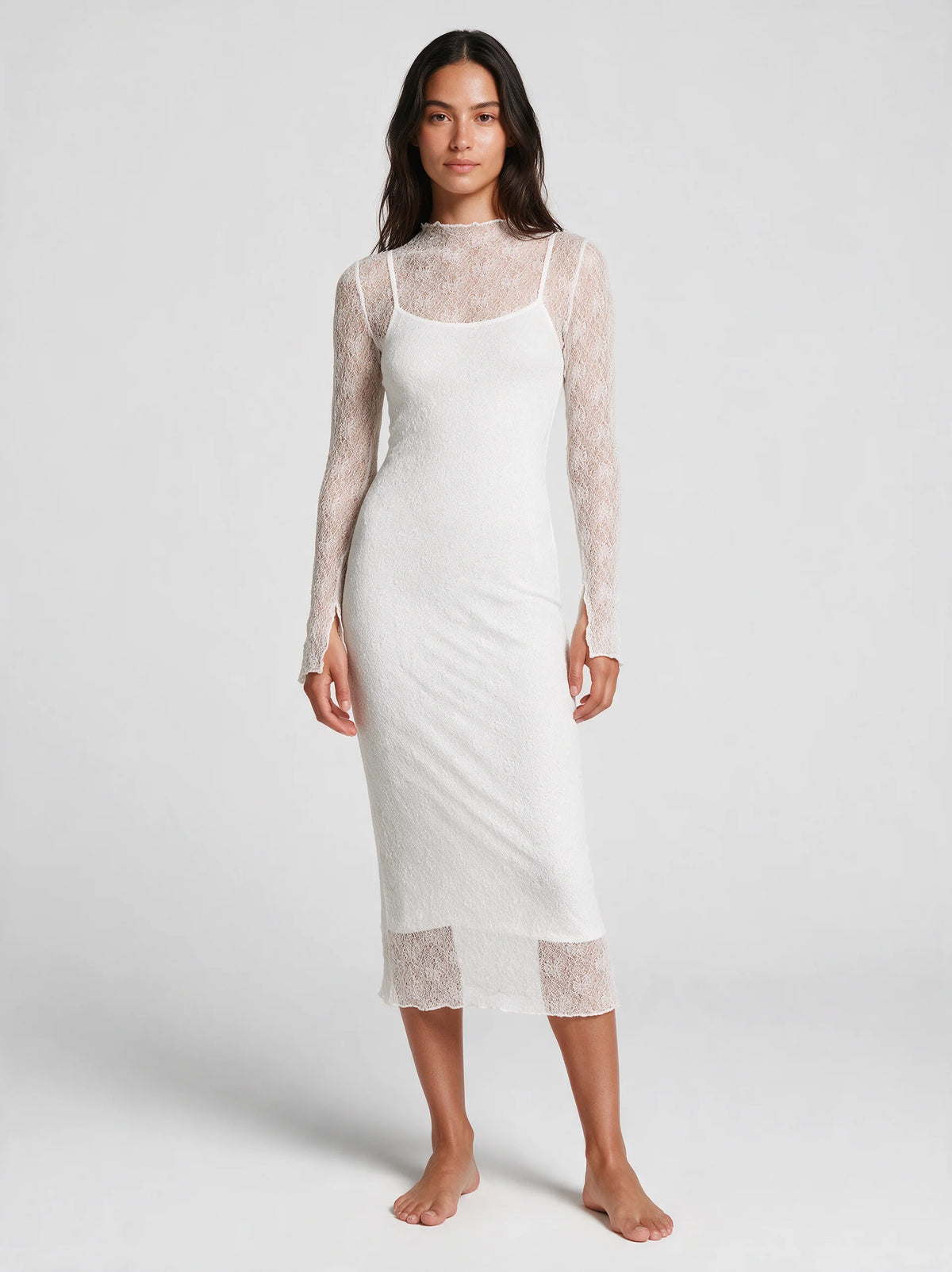 Womens Lace Long Sleeve Dress