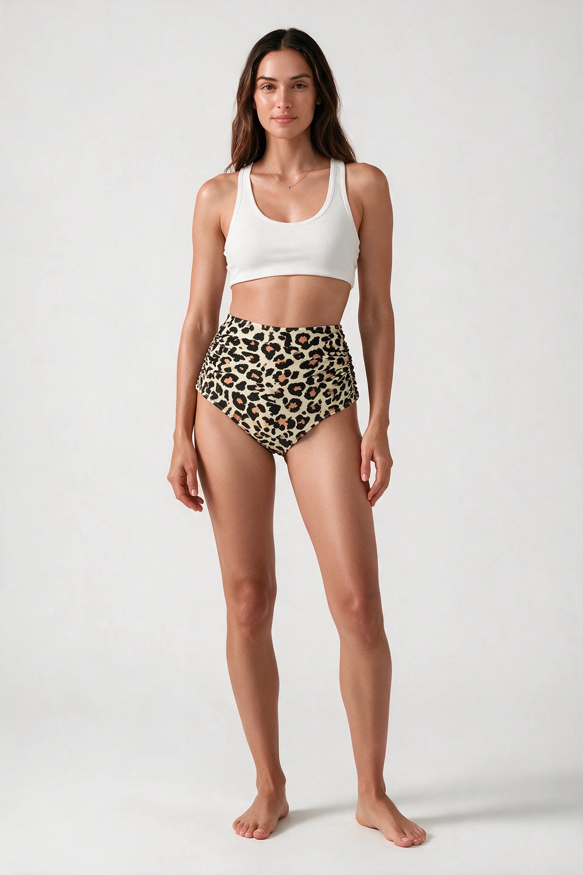 Women's High Waisted Ruched Bikini Bottoms
