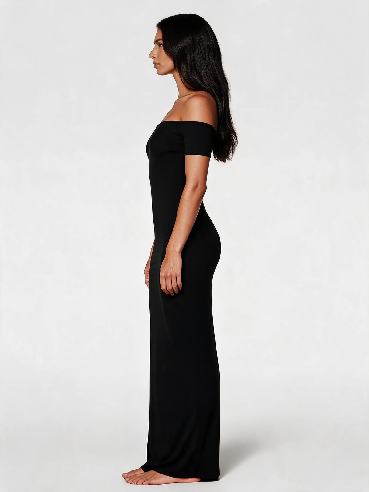 Off-Shoulder Sculpt Midi Dress