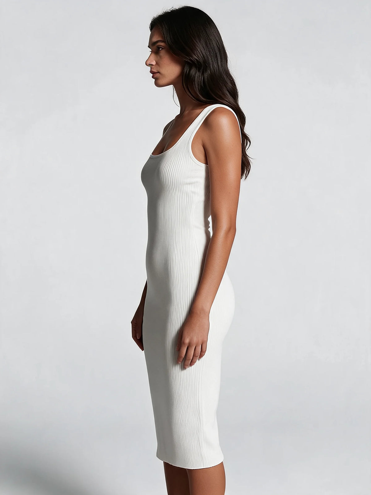 Sleeveless Ribbed Midi Dress
