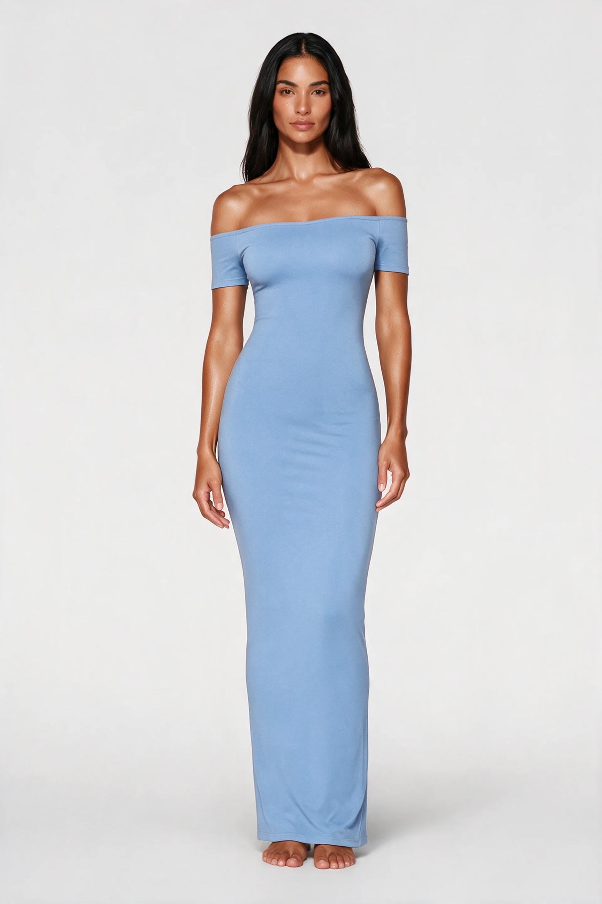 Off-Shoulder Sculpt Midi Dress
