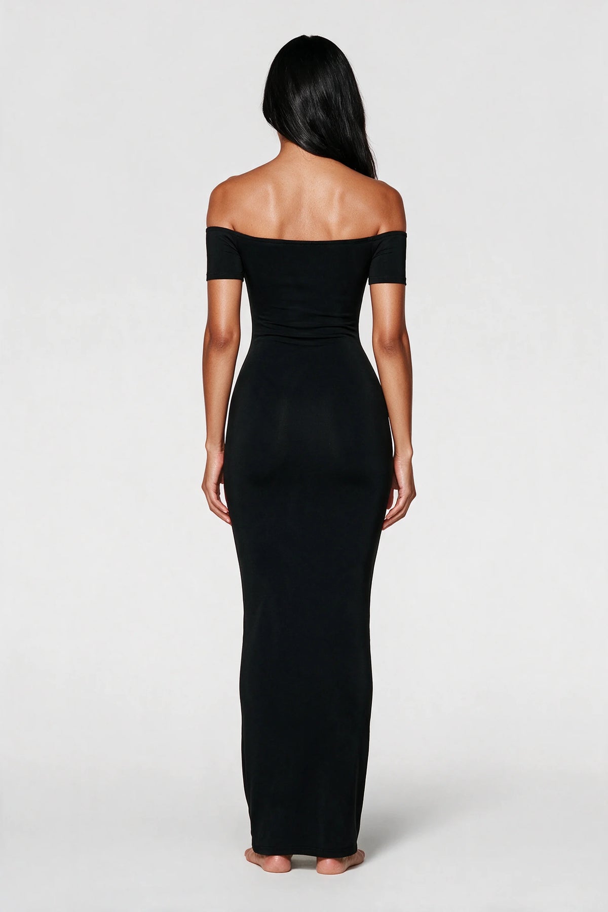 Off-Shoulder Sculpt Midi Dress