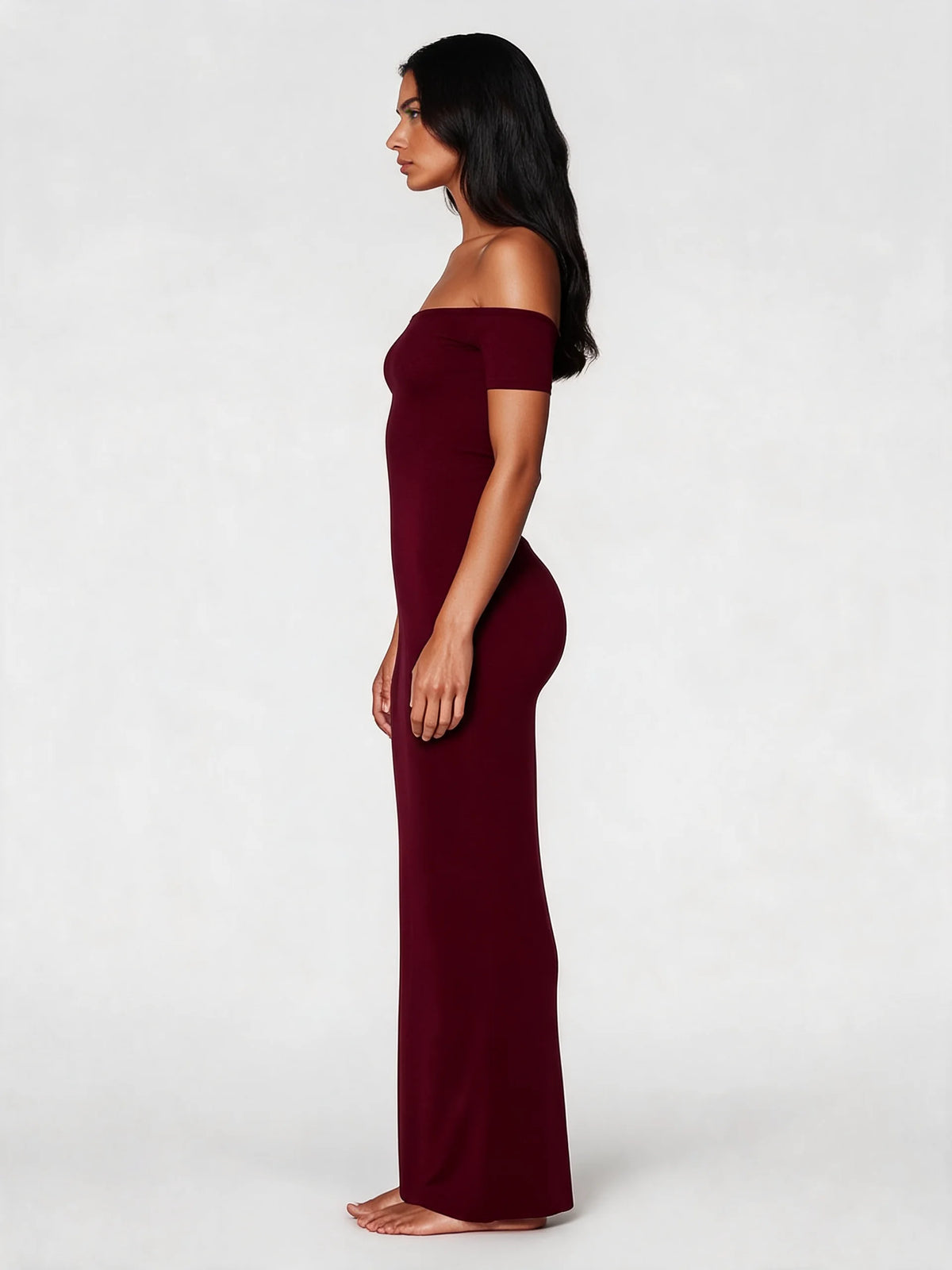Off-Shoulder Sculpt Midi Dress