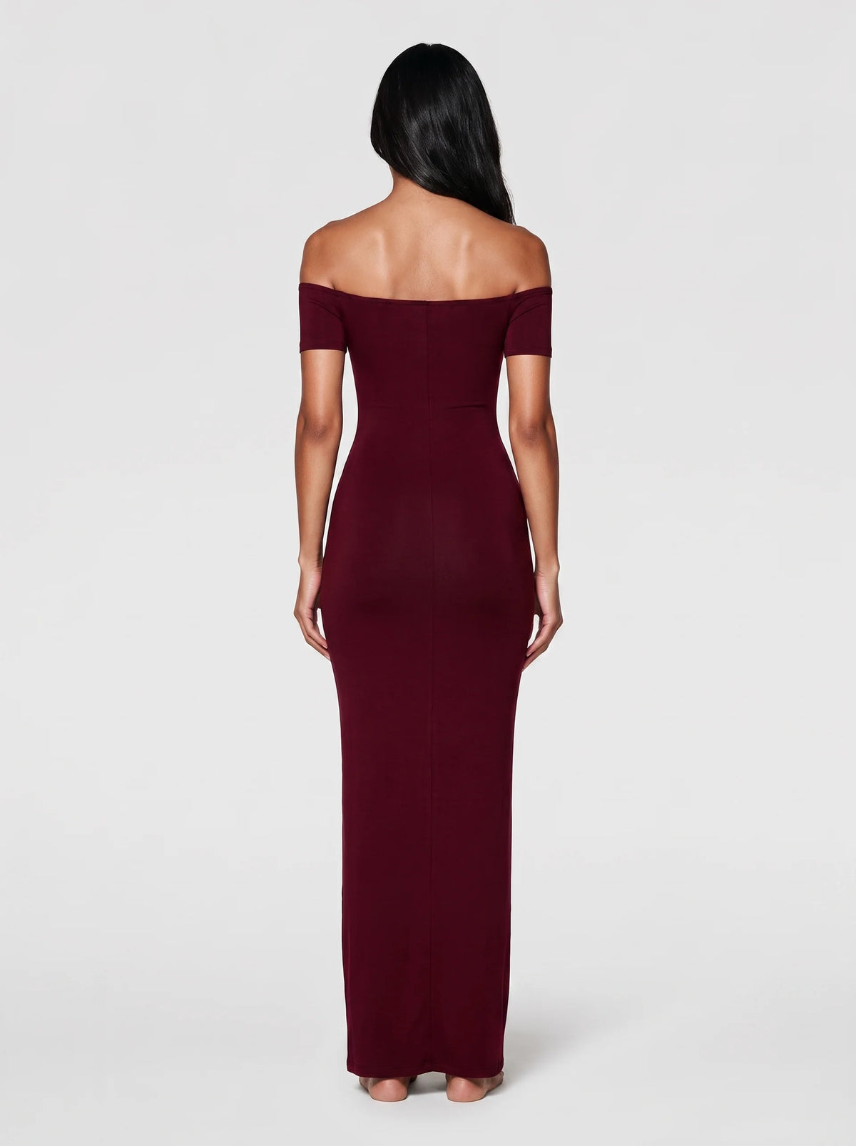 Off-Shoulder Sculpt Midi Dress