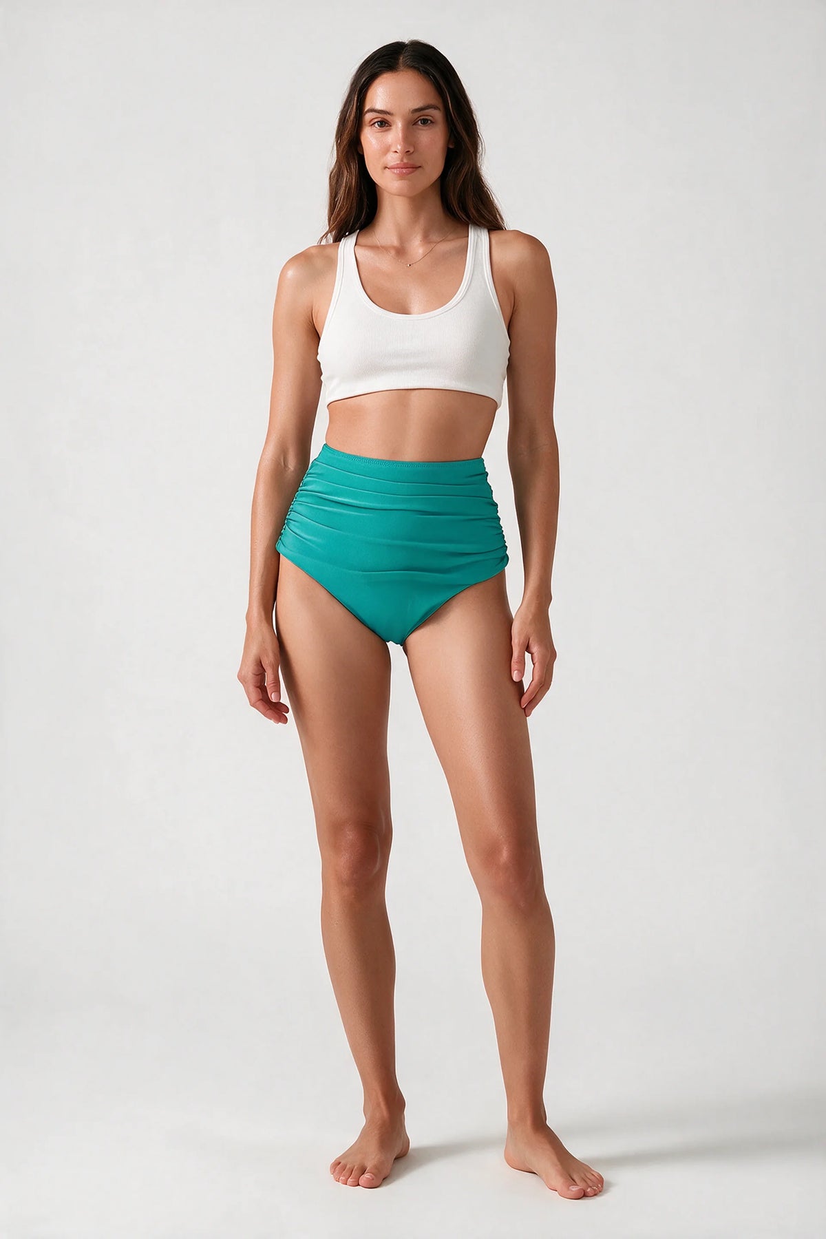 Women's High Waisted Ruched Bikini Bottoms