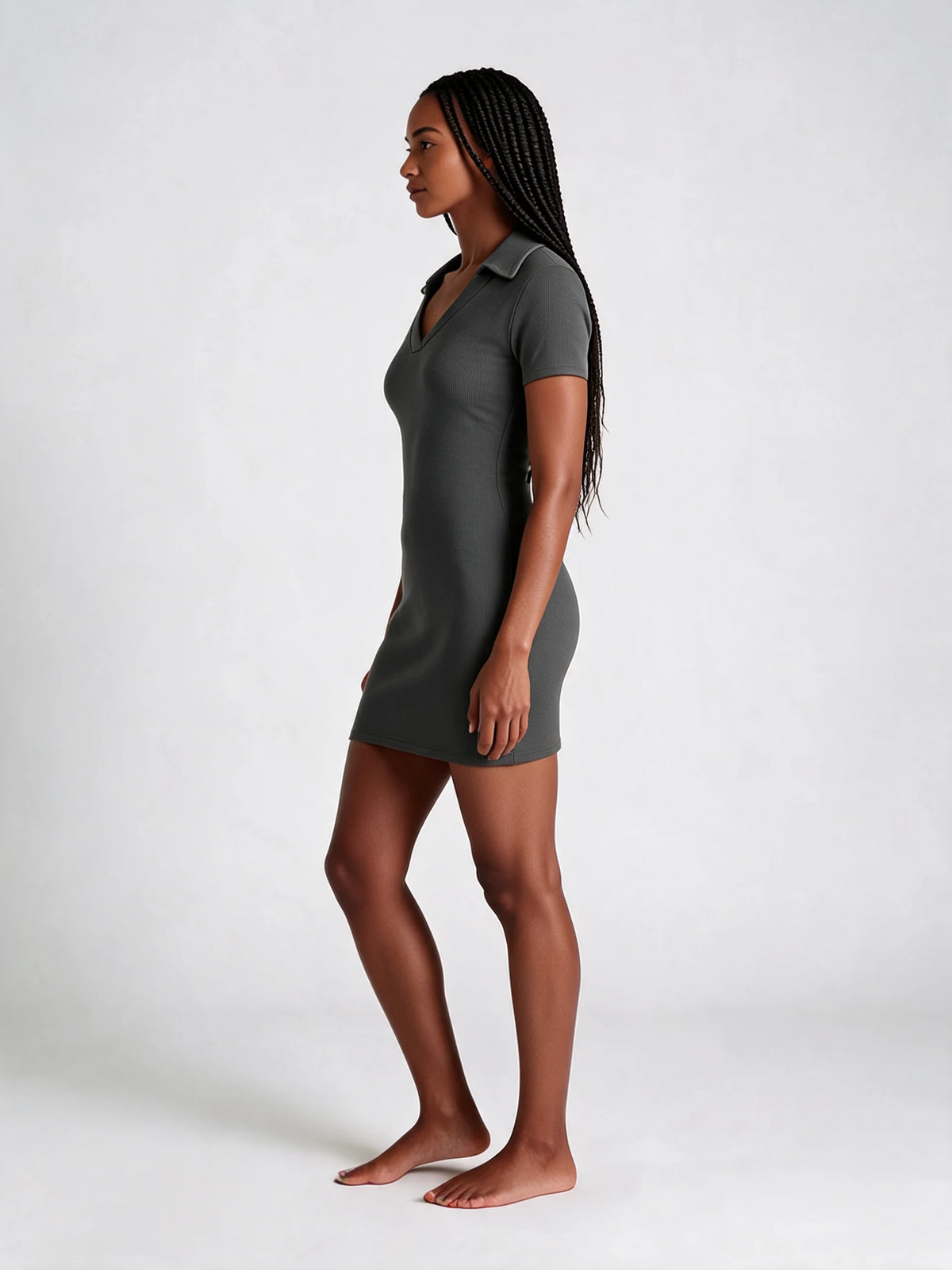 Ribbed Short Sleeve Mini Dress