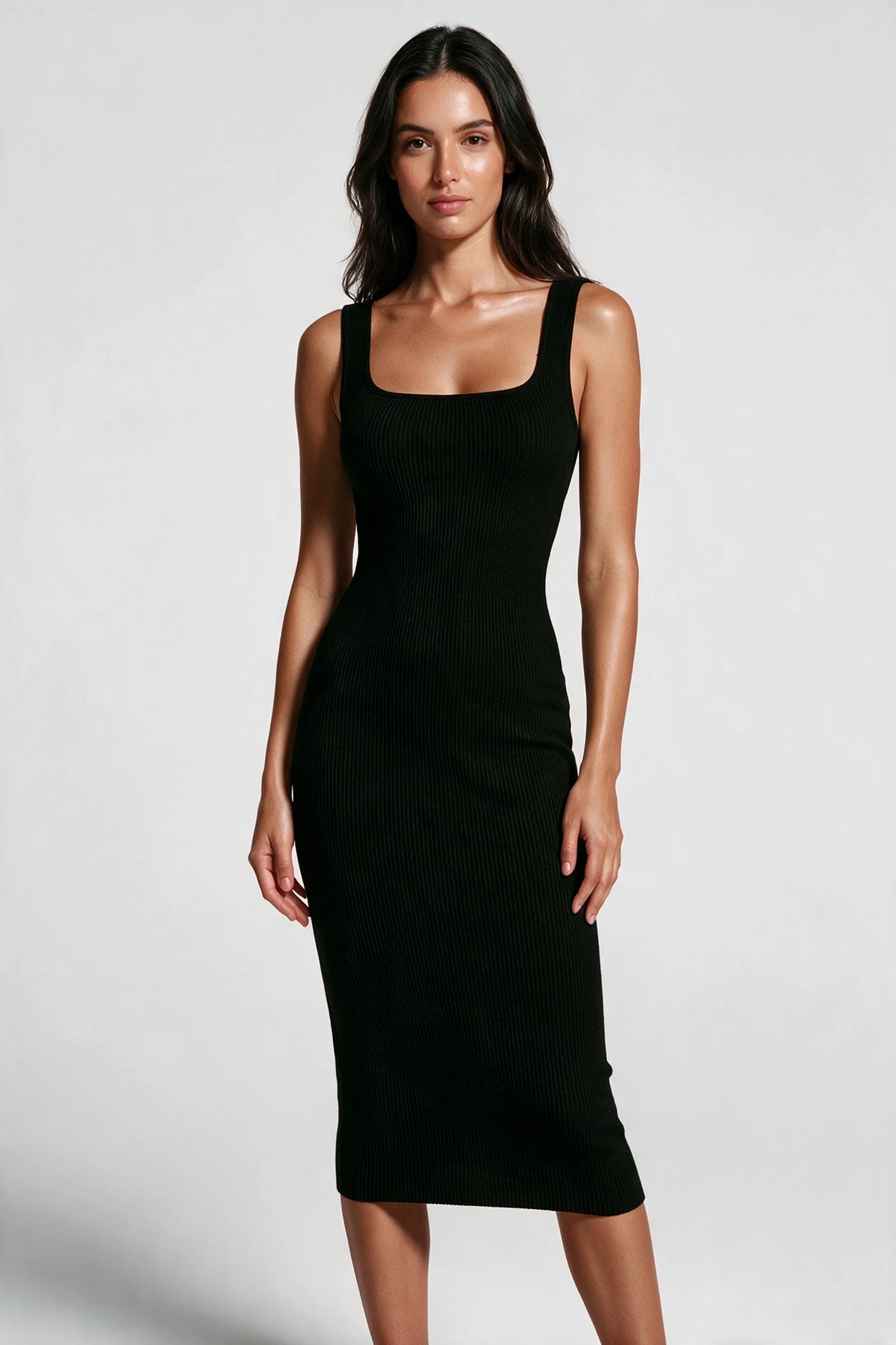 Sleeveless Ribbed Midi Dress