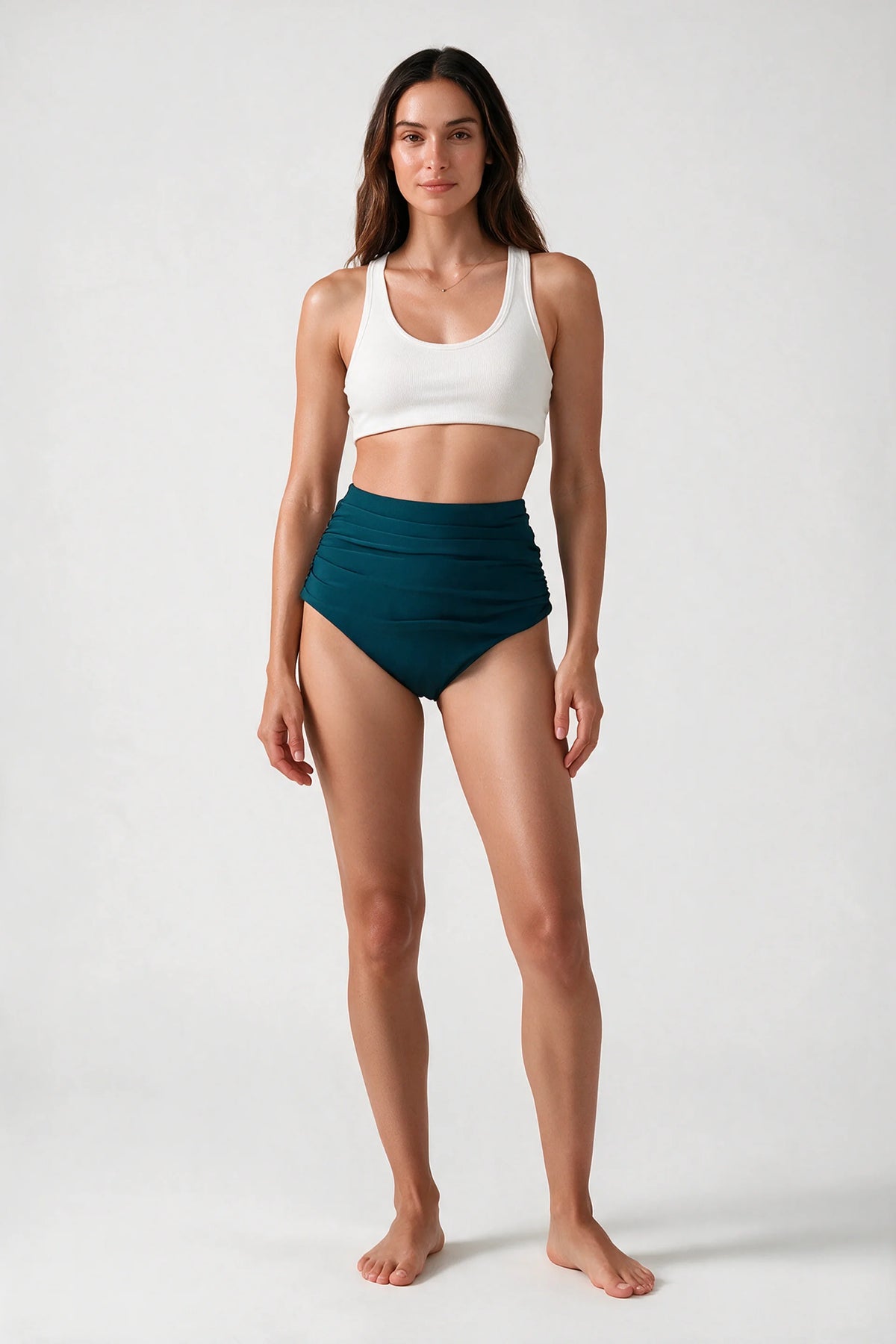 Women's High Waisted Ruched Bikini Bottoms
