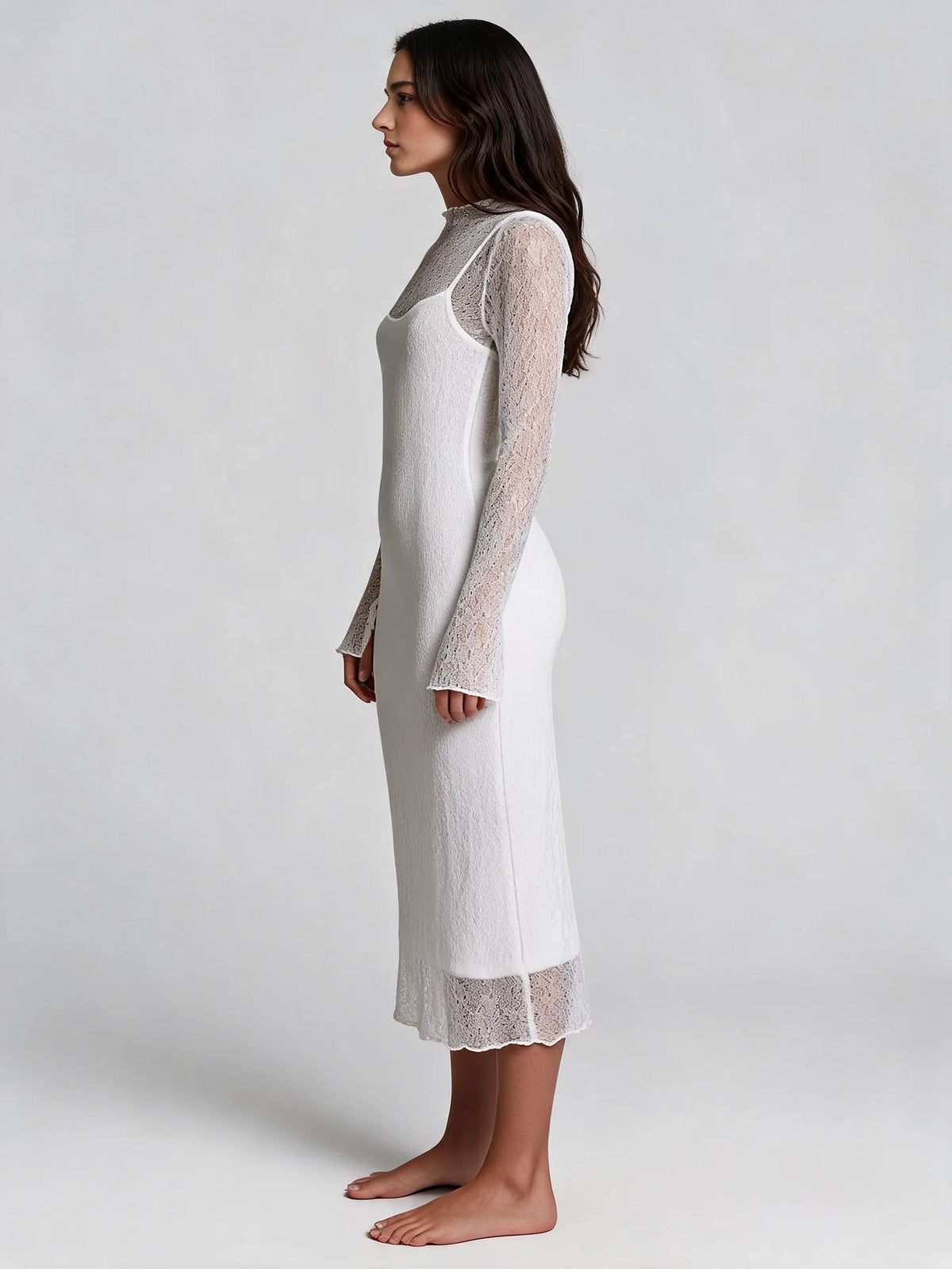 Womens Lace Long Sleeve Dress