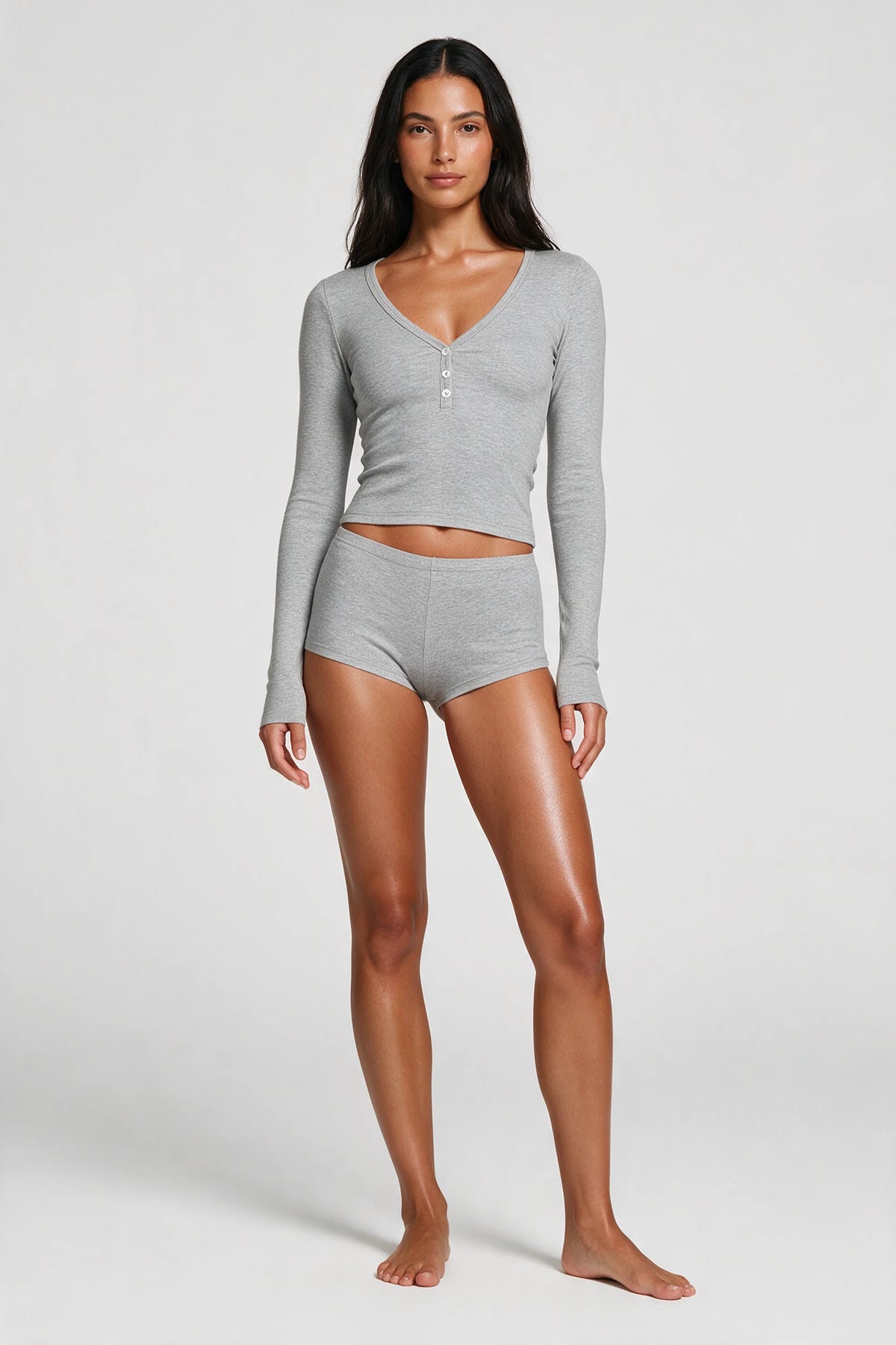 Long Sleeve Lounge Set with Built-In Bra