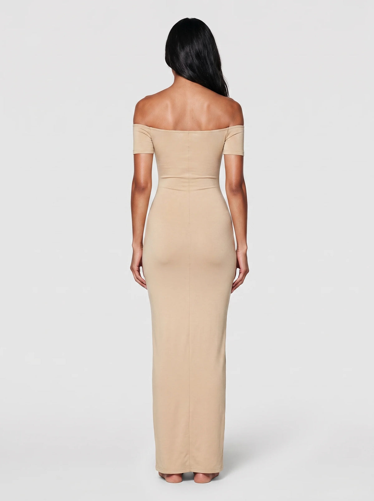 Off-Shoulder Sculpt Midi Dress