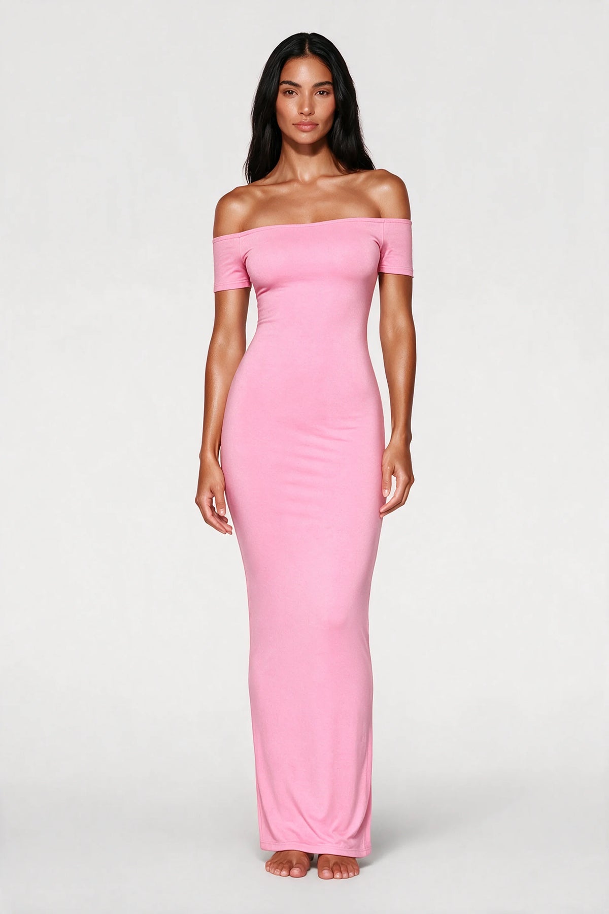 Off-Shoulder Sculpt Midi Dress
