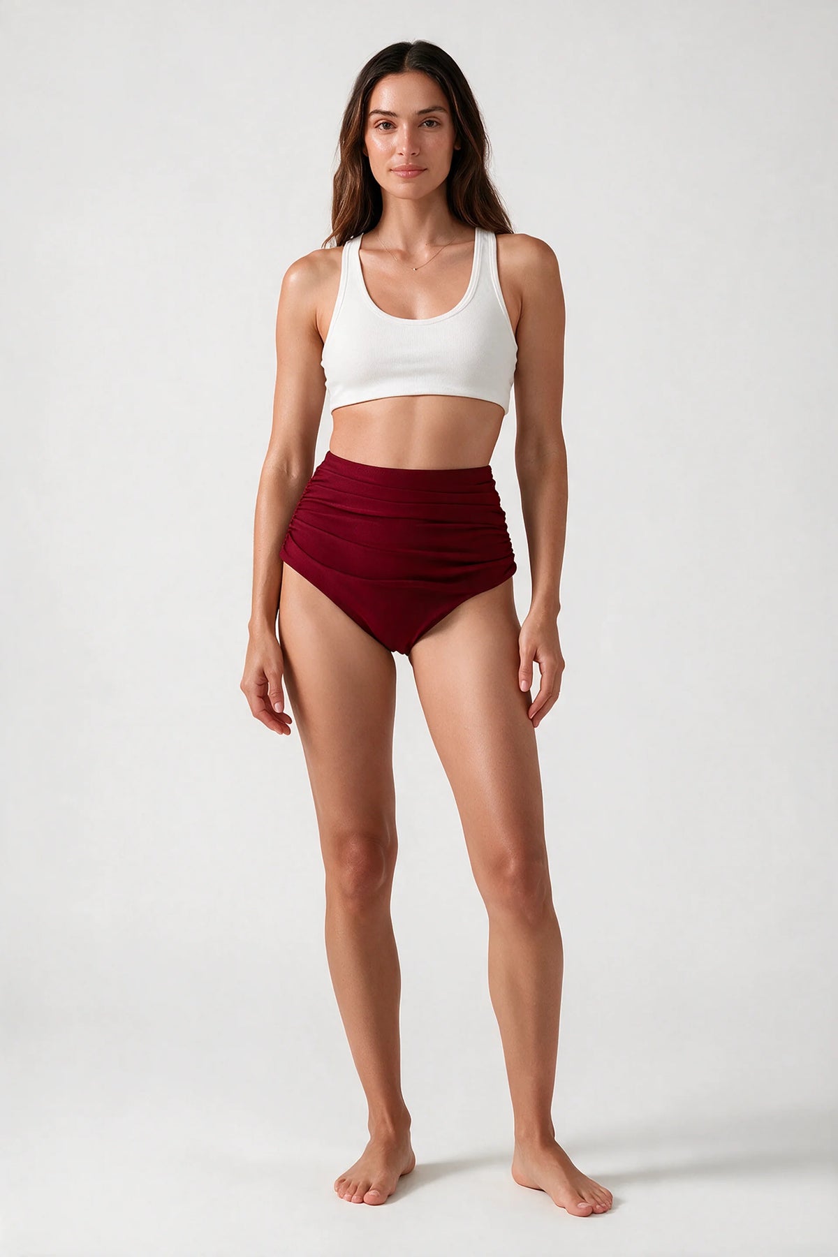 Women's High Waisted Ruched Bikini Bottoms
