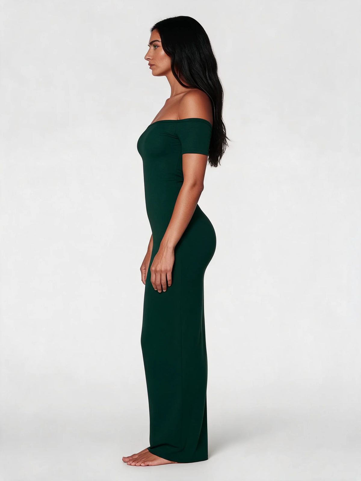 Off-Shoulder Sculpt Midi Dress