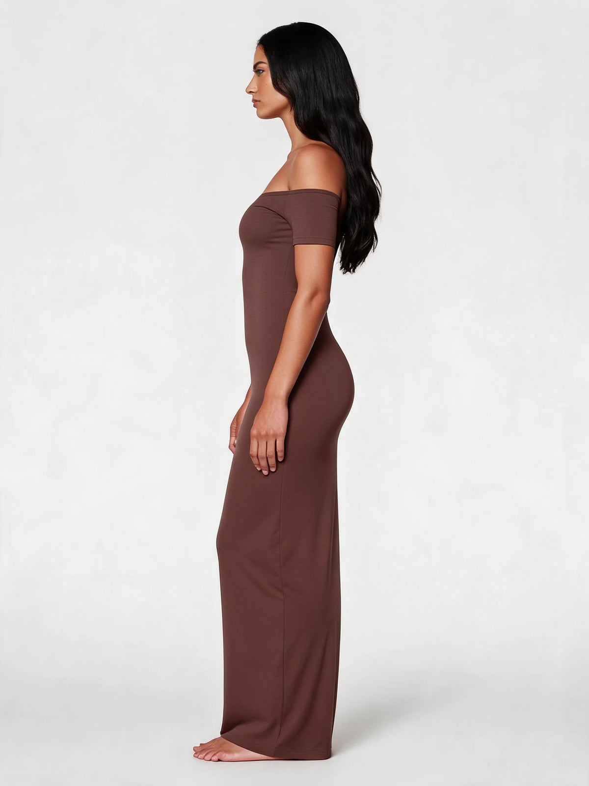 Off-Shoulder Sculpt Midi Dress