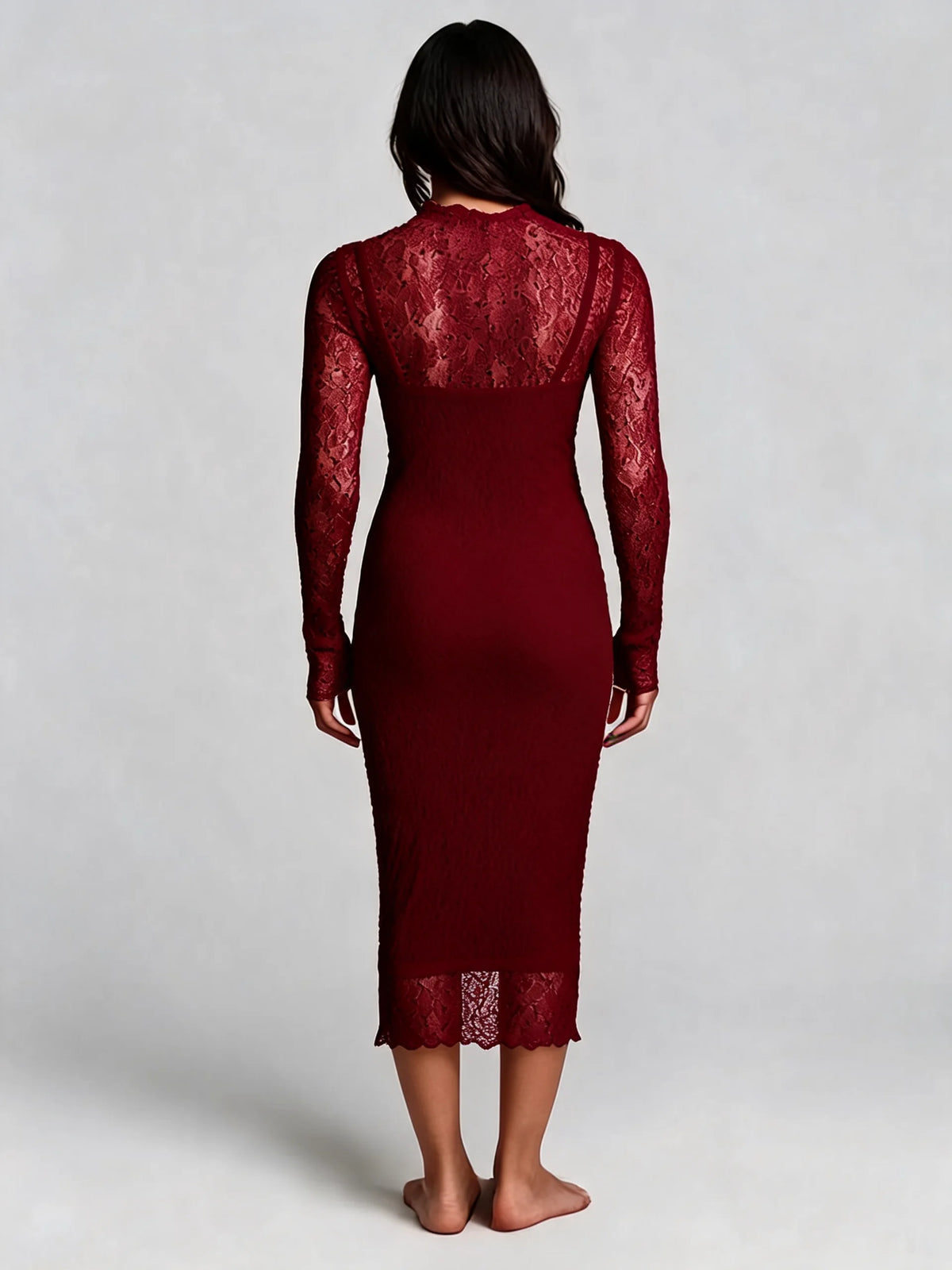 Womens Lace Long Sleeve Dress