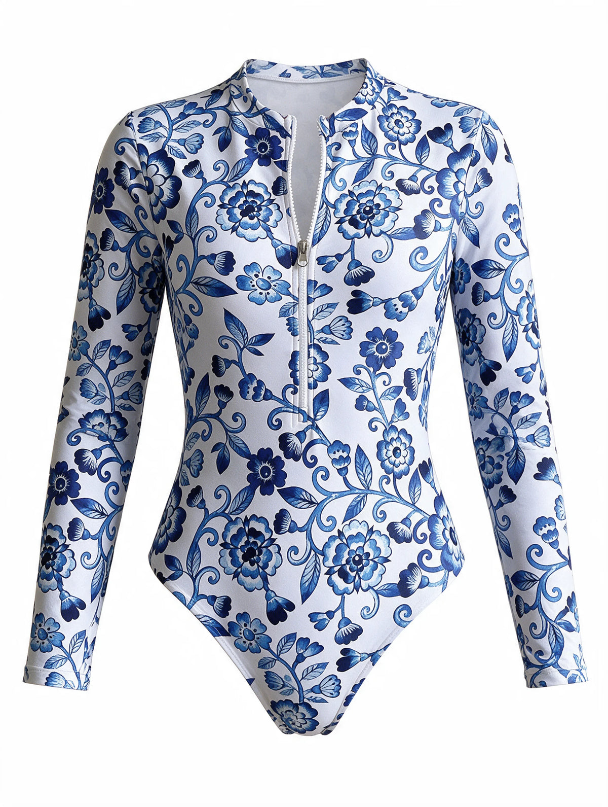 Long Sleeve Zip One-Piece Swimsuit