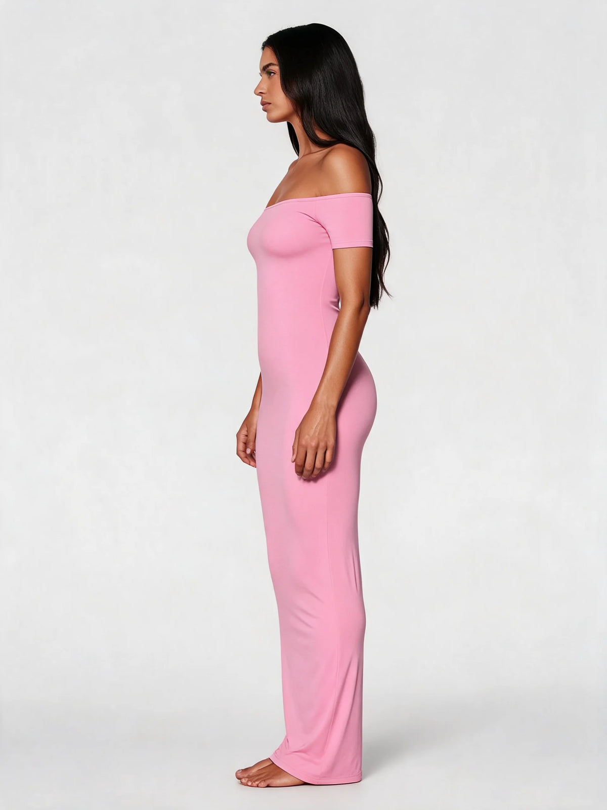 Off-Shoulder Sculpt Midi Dress