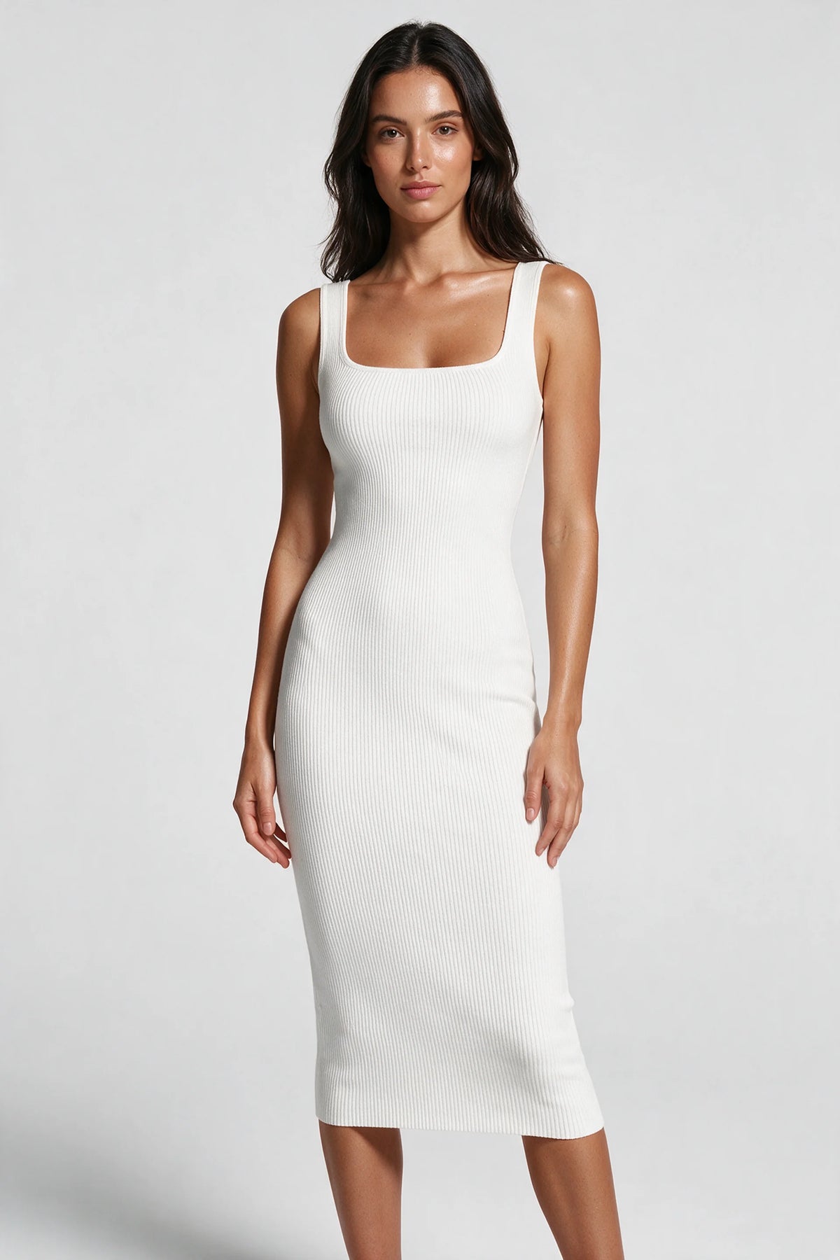 Sleeveless Ribbed Midi Dress