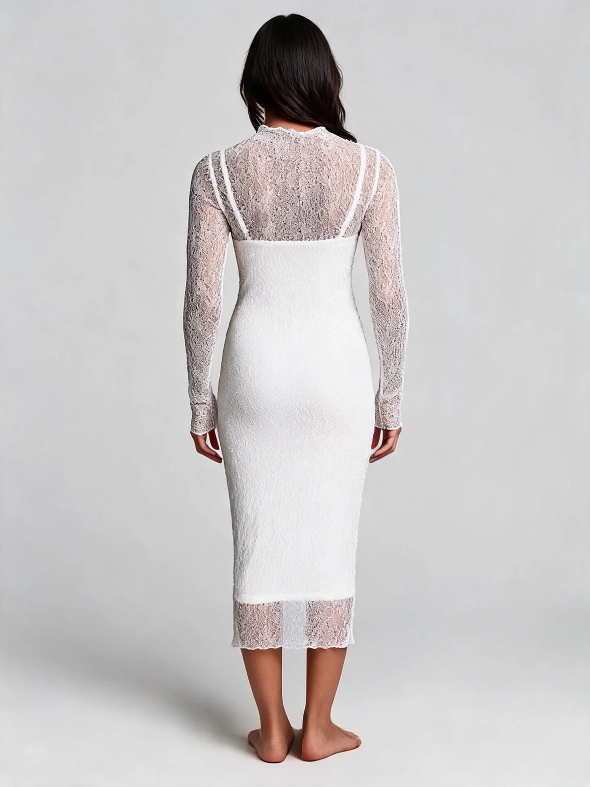Womens Lace Long Sleeve Dress