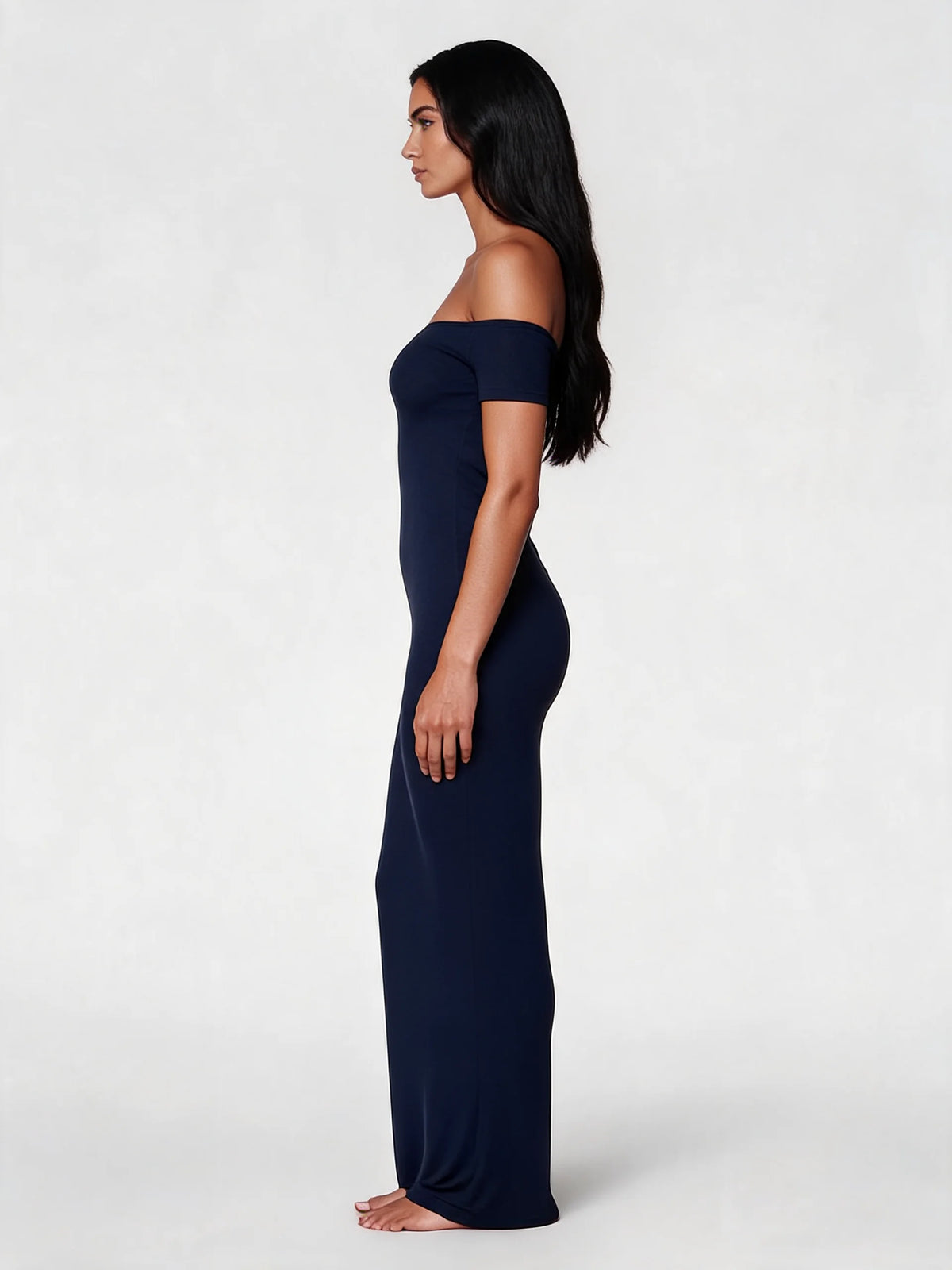 Off-Shoulder Sculpt Midi Dress