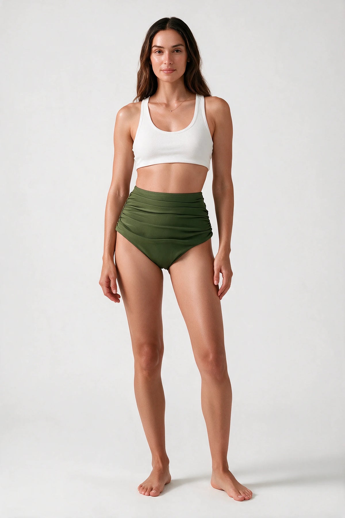 Women's High Waisted Ruched Bikini Bottoms