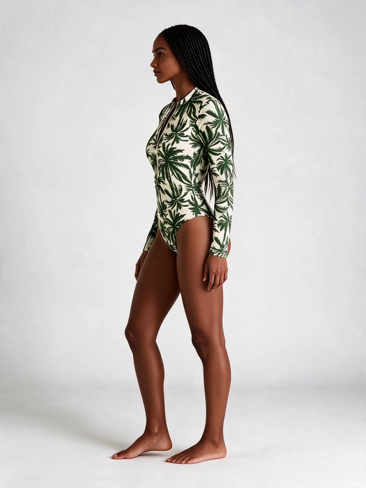 Long Sleeve Zip One-Piece Swimsuit