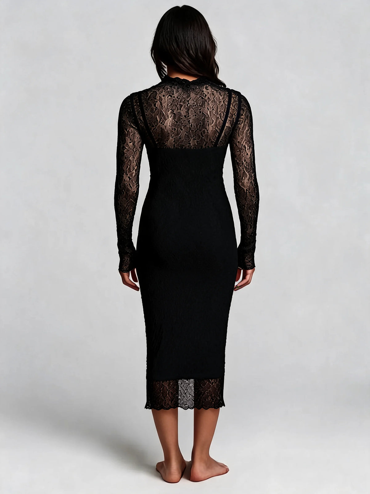 Womens Lace Long Sleeve Dress