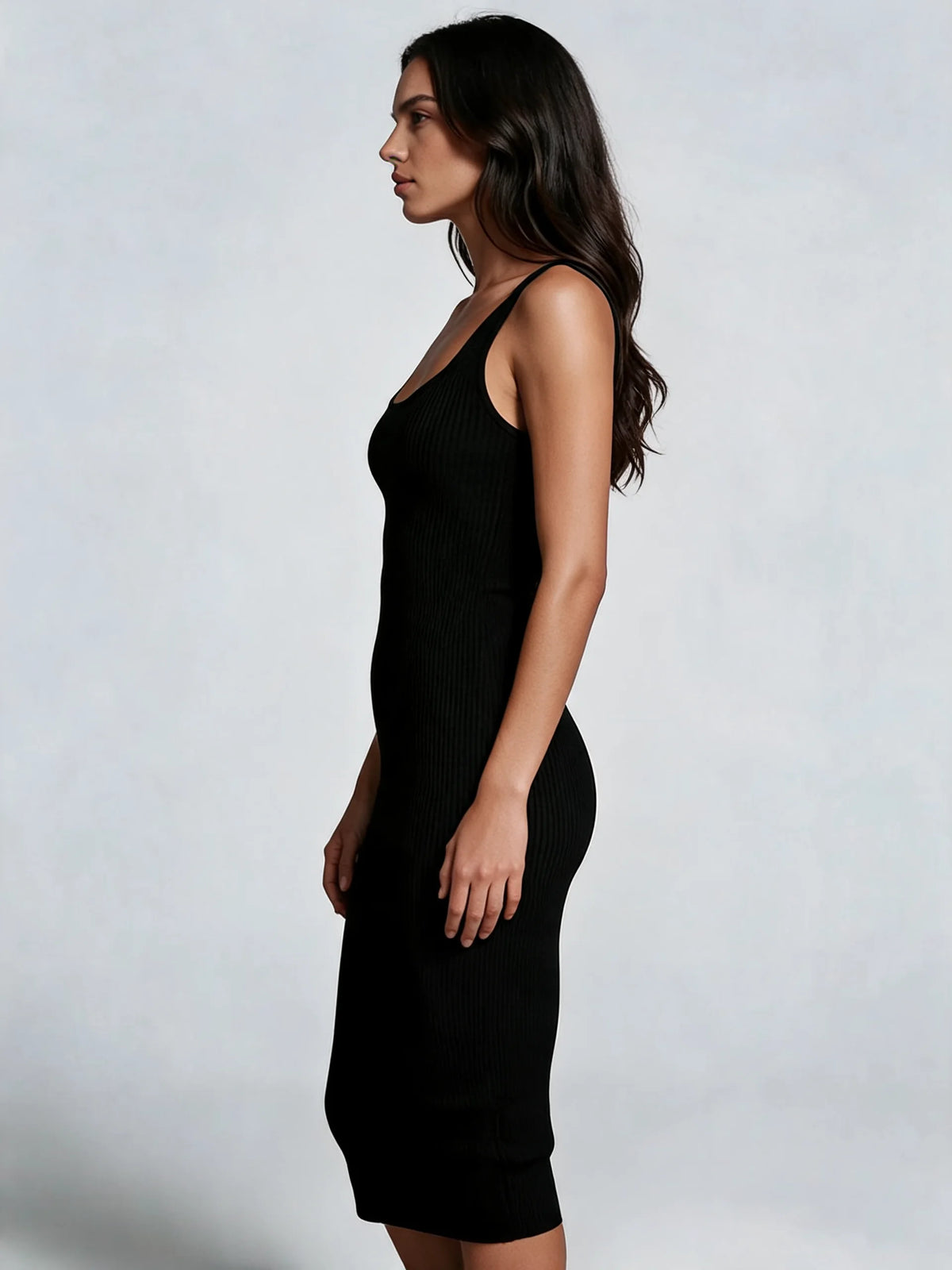 Sleeveless Ribbed Midi Dress
