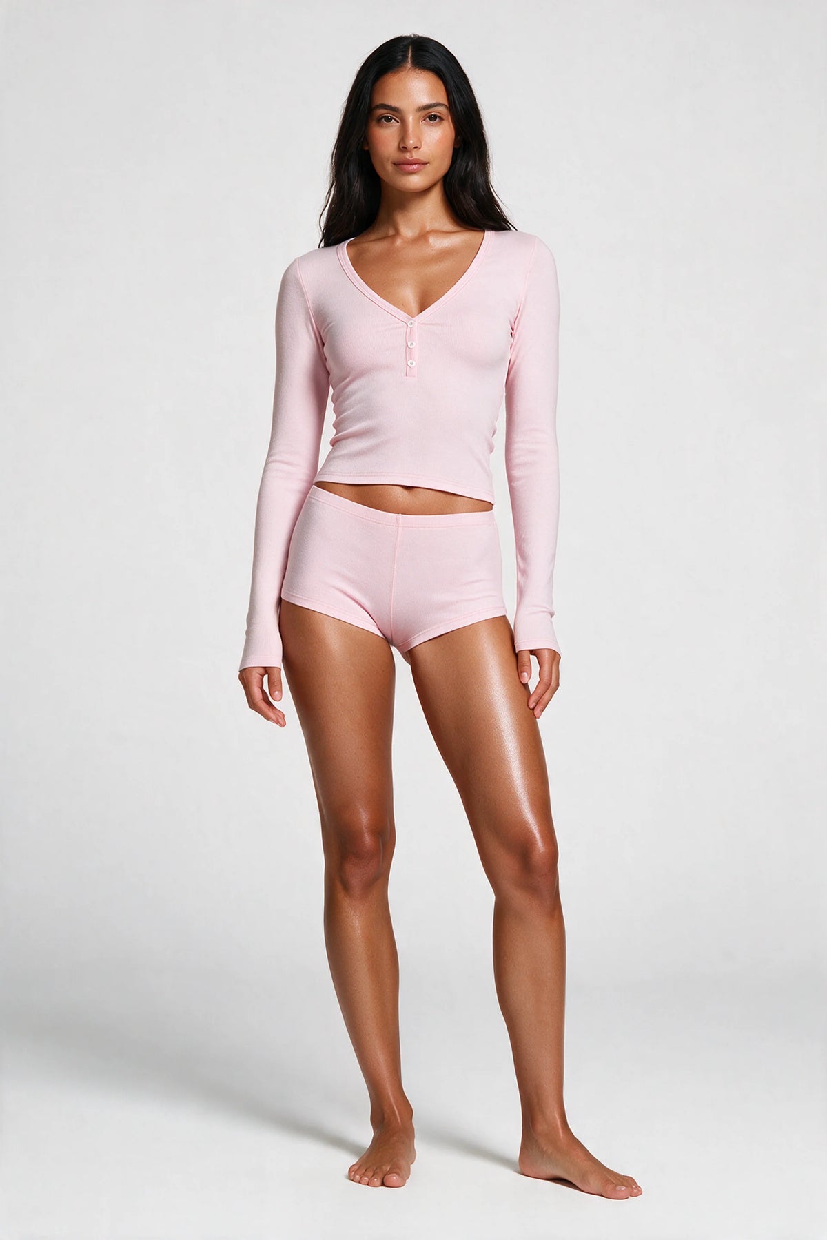 Long Sleeve Lounge Set with Built-In Bra