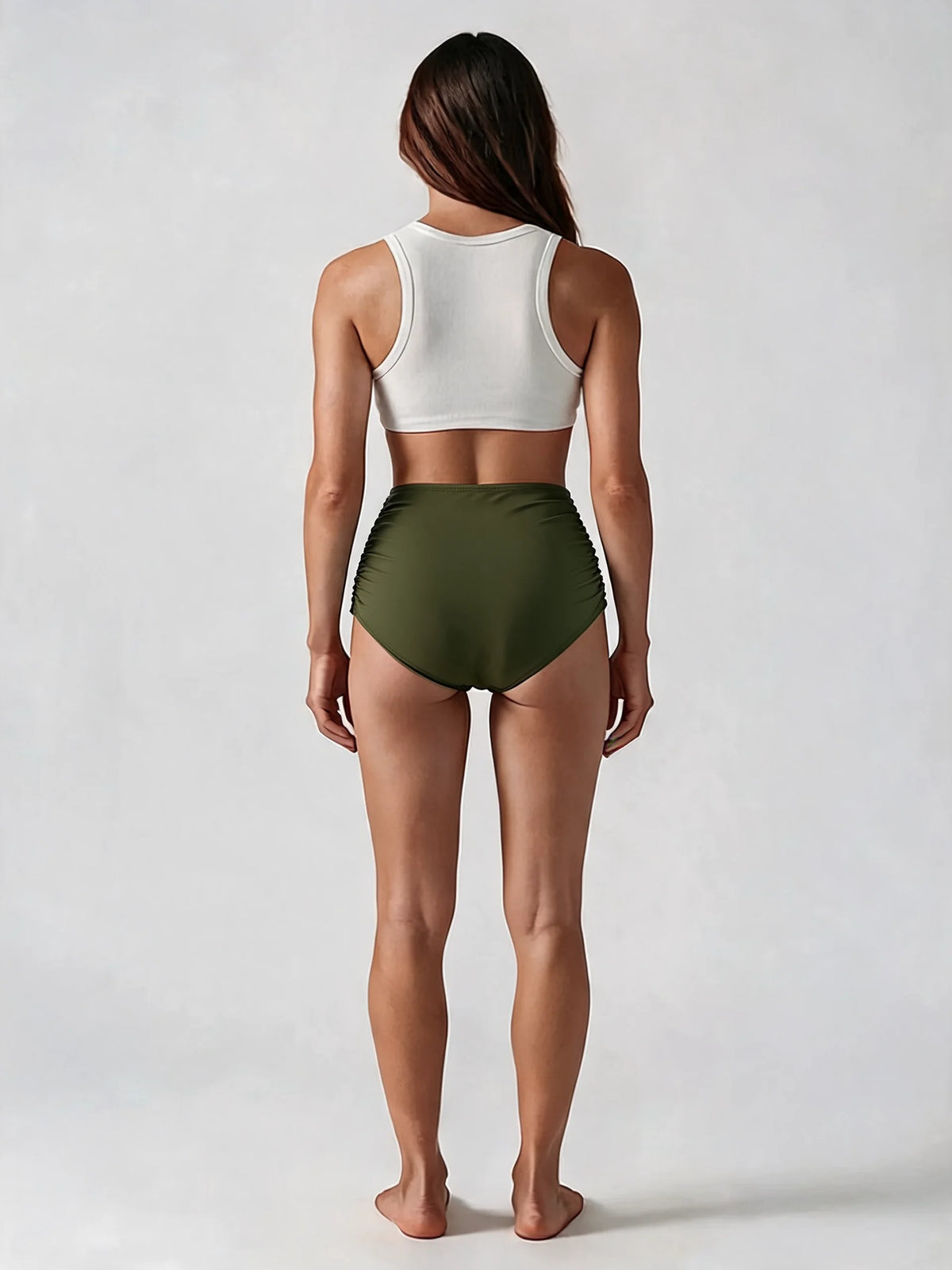 Women's High Waisted Ruched Bikini Bottoms
