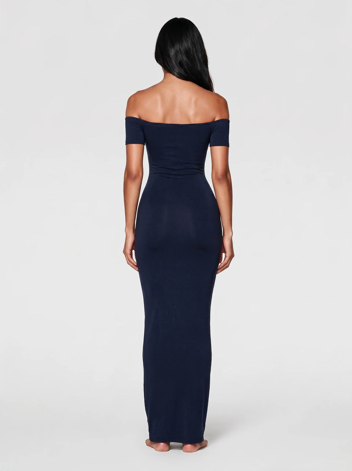 Off-Shoulder Sculpt Midi Dress